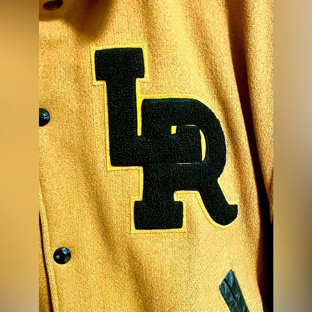 Vintage Letterman Varsity Jacket Wool Black Gold LR Central High School Arkansas